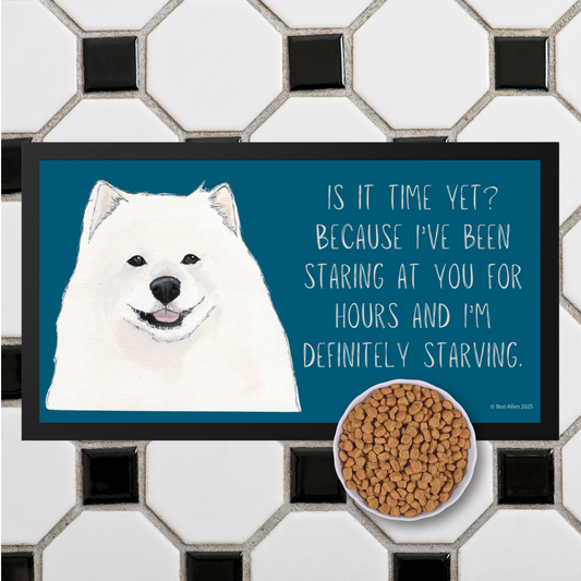 Starving & Staring: Samoyed-Approved Pet Bowl Mat