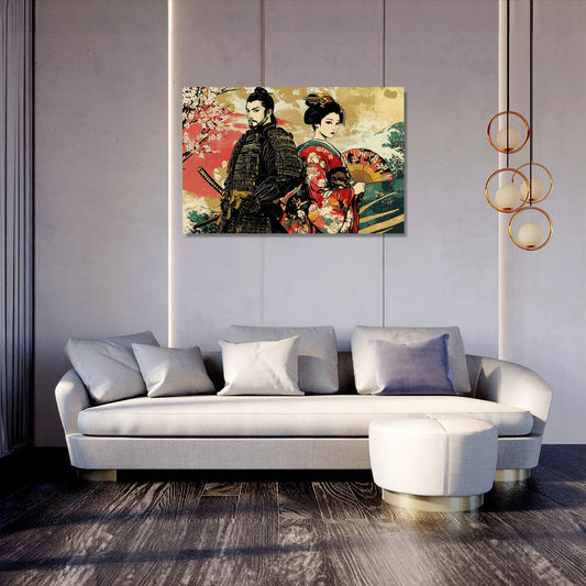 Samurai and Geisha Canvas