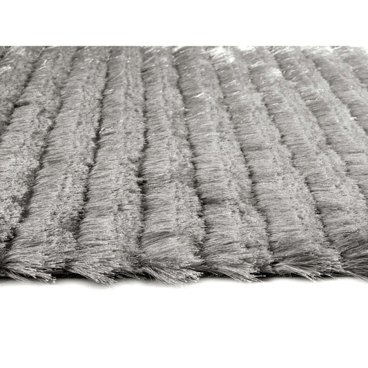 Carved Glamour Silver Grey Shaggy Rug