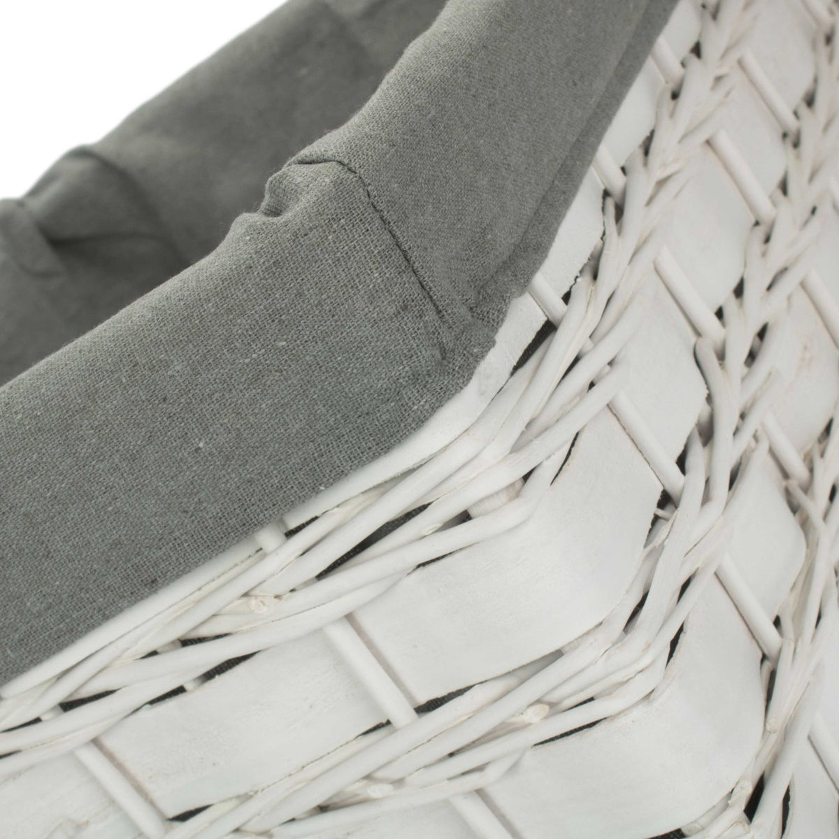 Extra Large White Scandi Storage Basket with Grey Sage Lining