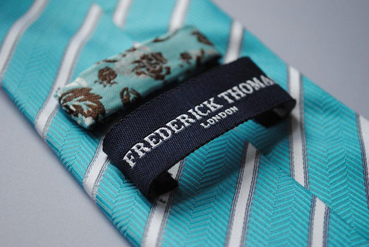 aqua turquoise and white striped tie