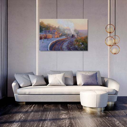 Steam Train Sunrise Canvas