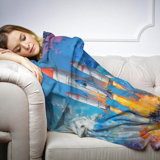 Whimsical Rockets Blanket