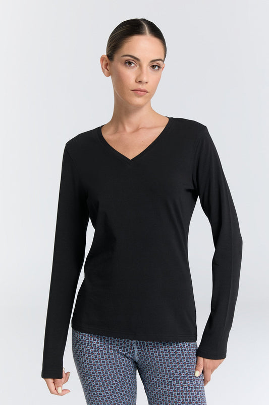 Organic Stretch Long Sleeve V-neck: Womens