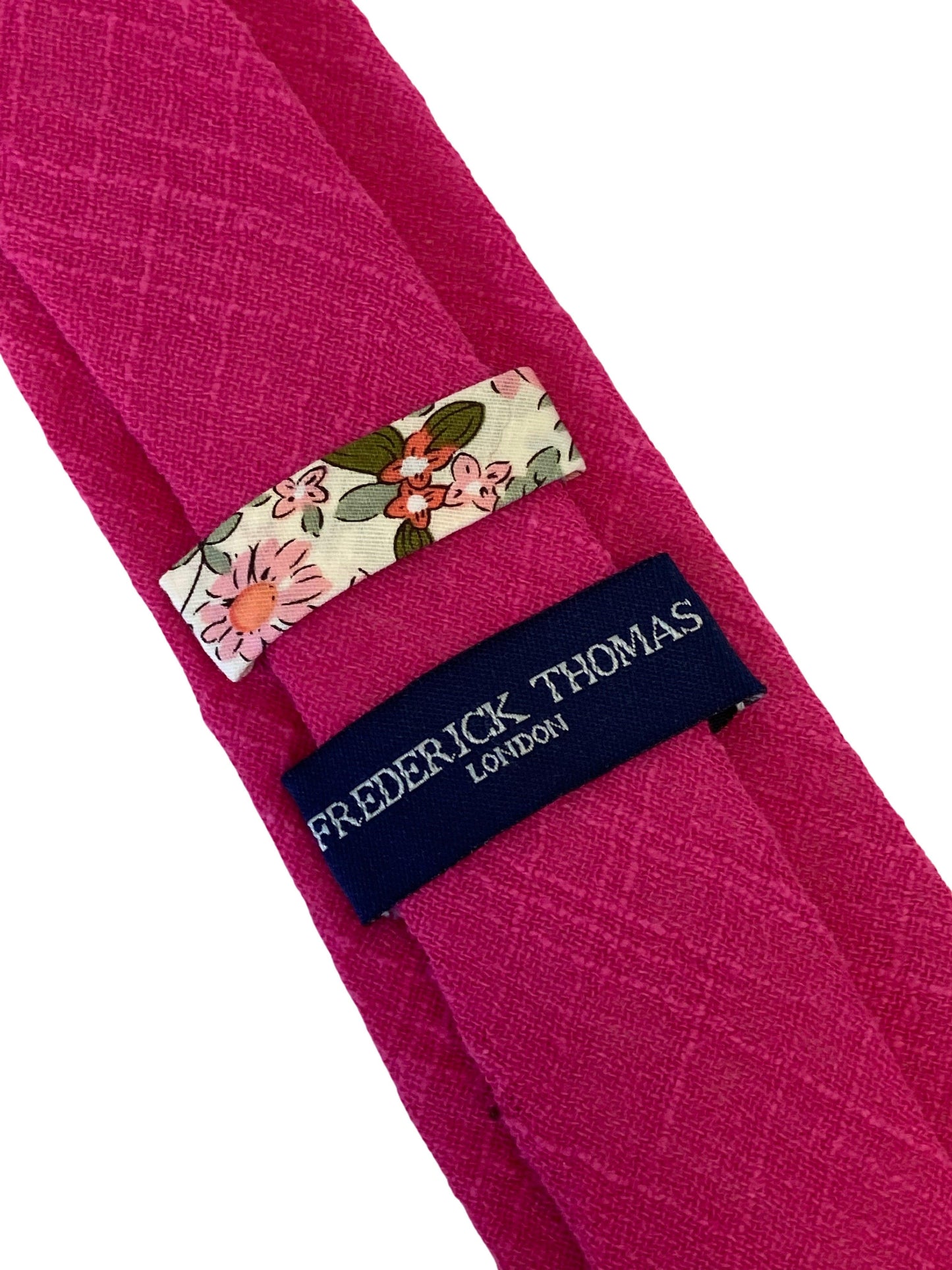 bright pink linen slim tie