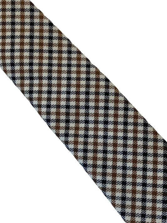 beige, brown & black check tweed style mens 100% wool tie
