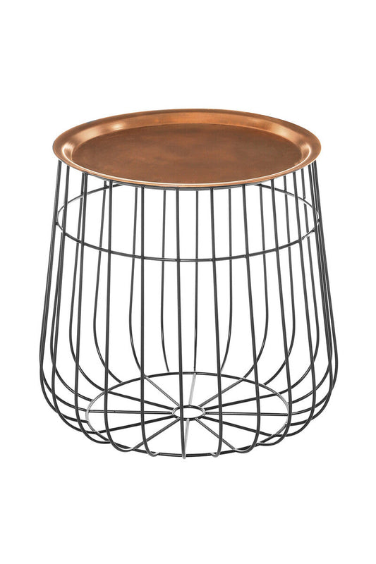 Gold Finish Copper Tray Top and Black Finish Base Side Table | Templar