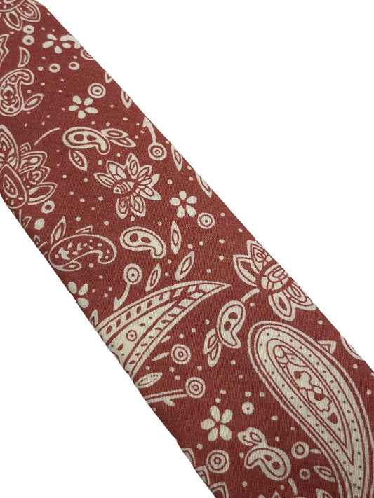 coral pink paisley mens cotton tie