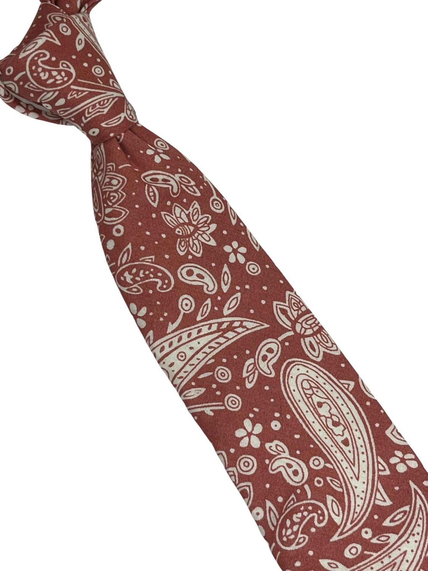 coral pink paisley mens cotton tie