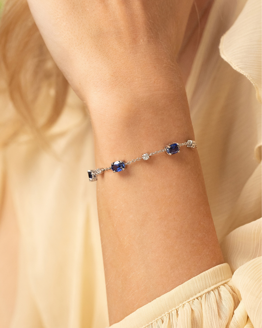Blue Sapphire Bracelet in Sterling Silver