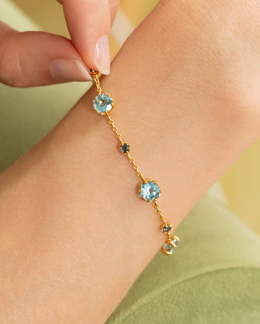 Blue Sapphire & Blue Topaz Bracelet in 18k Gold Vermeil