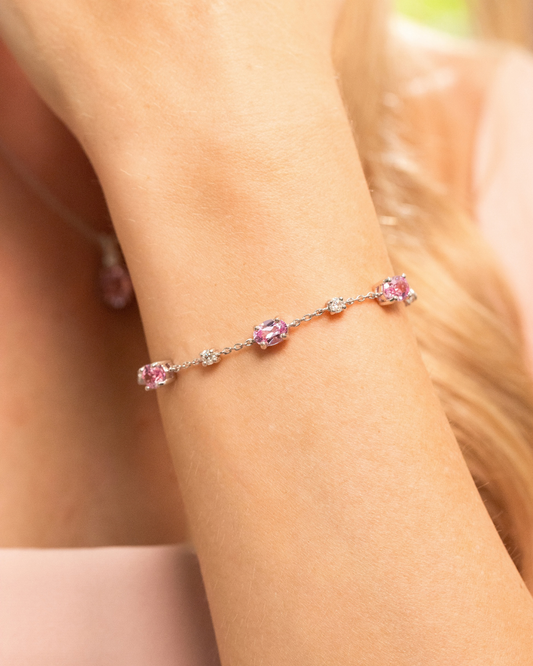Pink Sapphire Bracelet in Sterling Silver