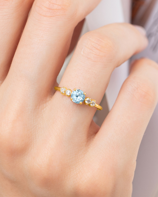 Sky Blue Topaz Five Stone Ring in 18k Gold Vermeil