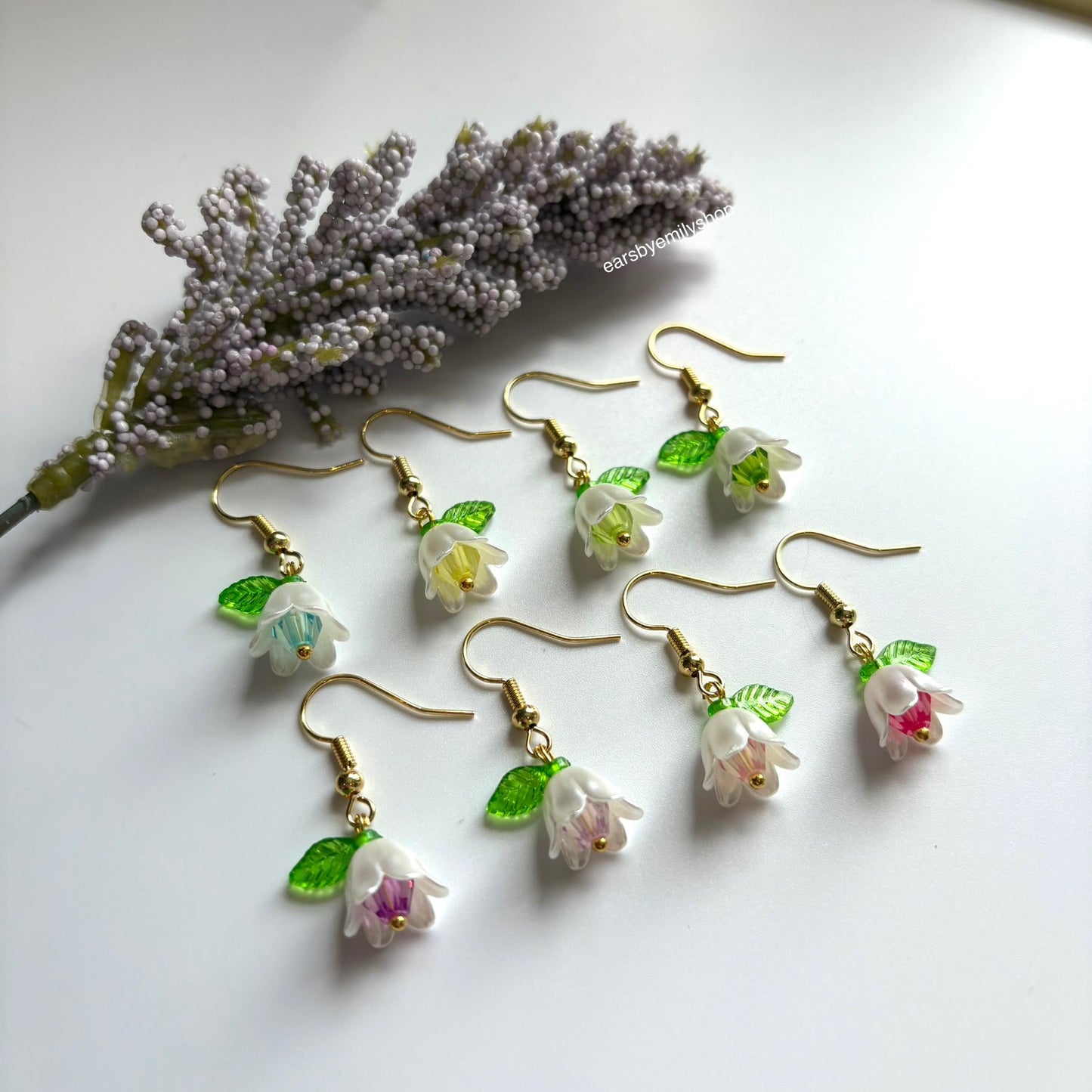 Cool gold plated handmade dangle colourful flower earrings