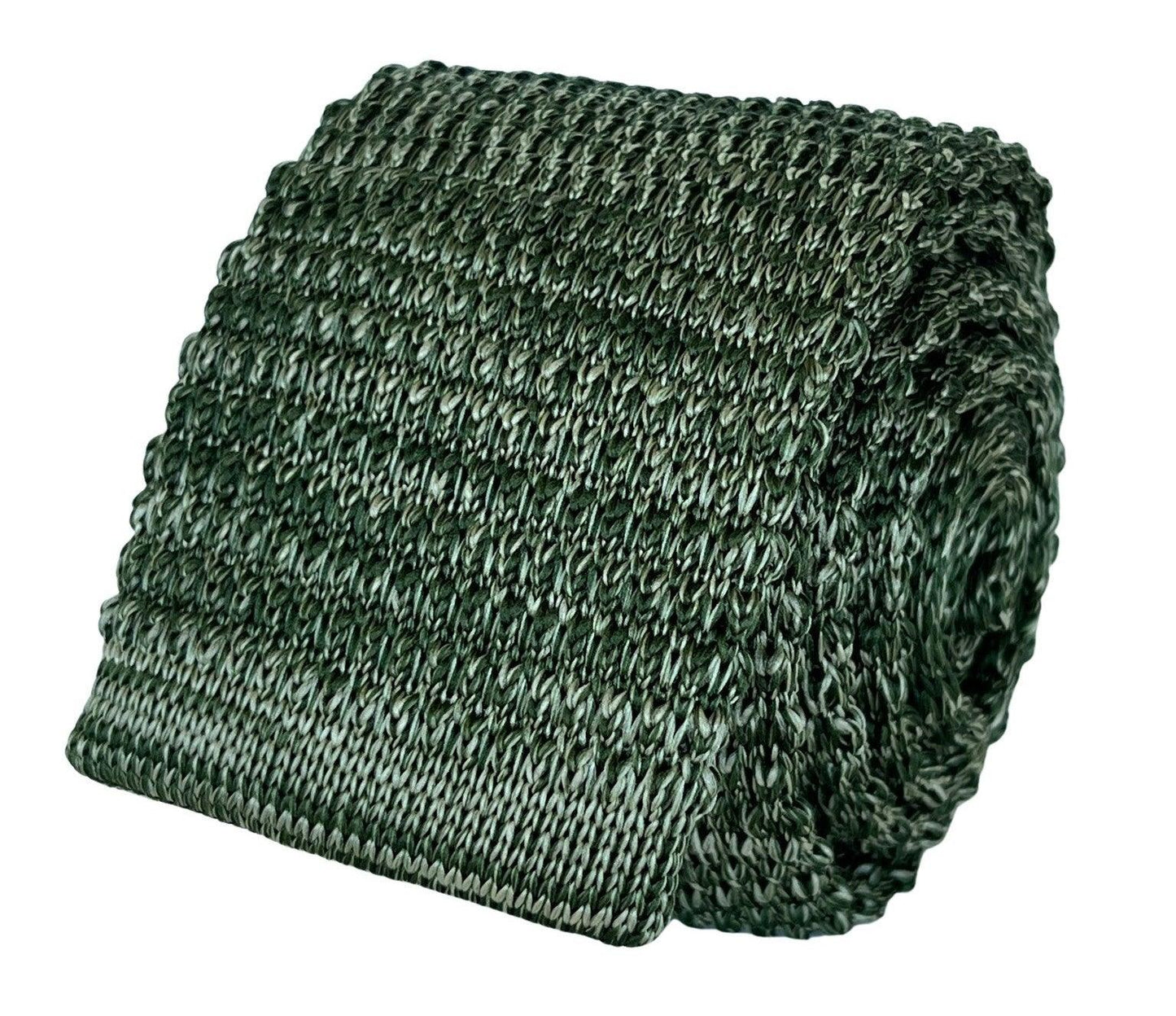 khaki olive army green and white speckled knitted tie