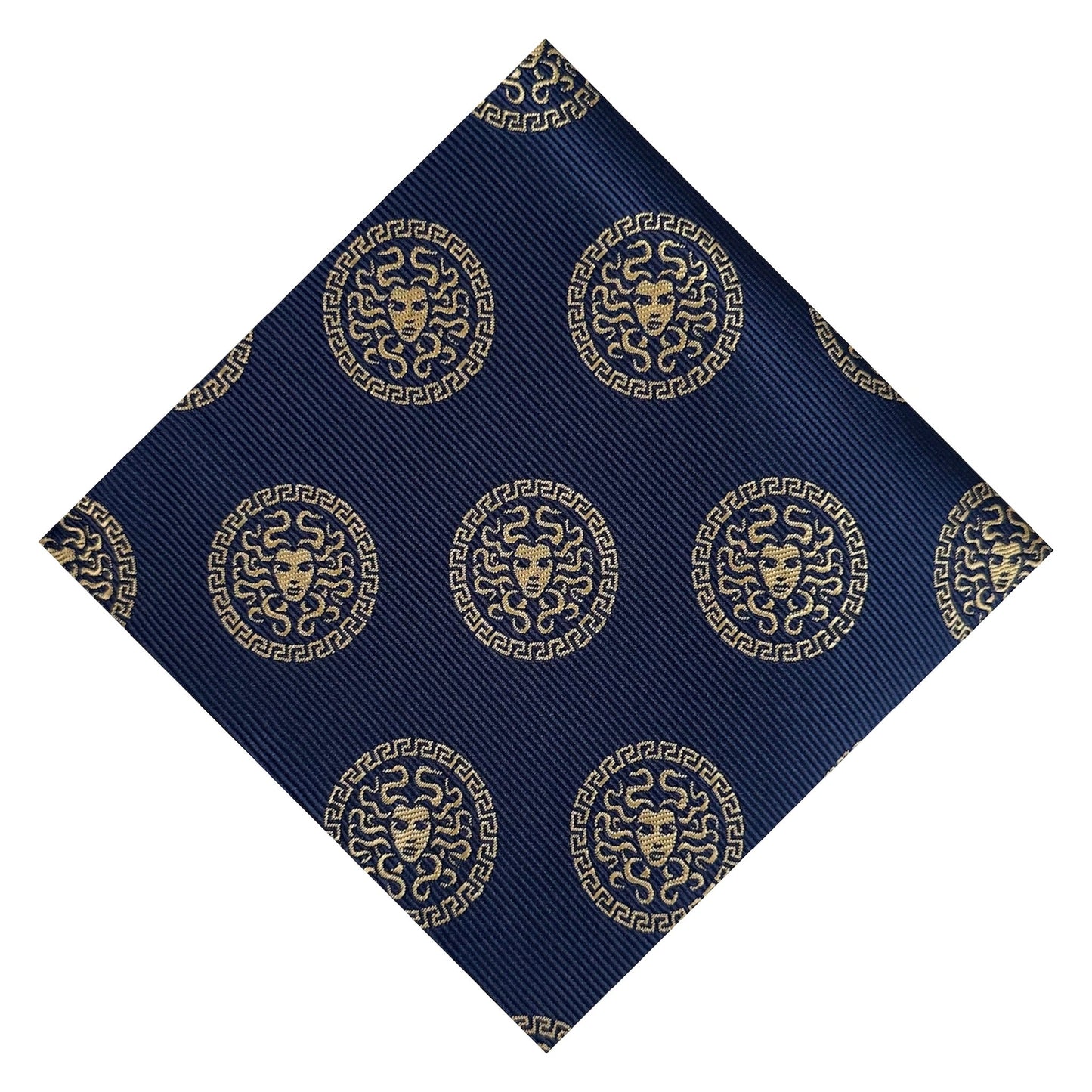 Medusa Pocket Square Blue & Gold