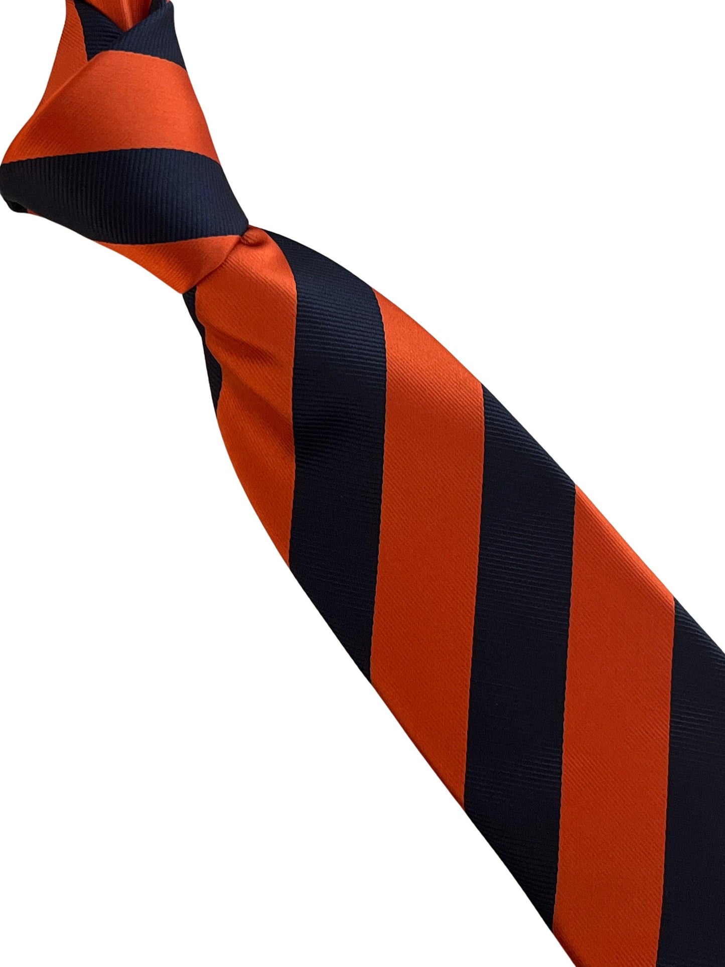 Burnt orange and navy blue barber stripe tie