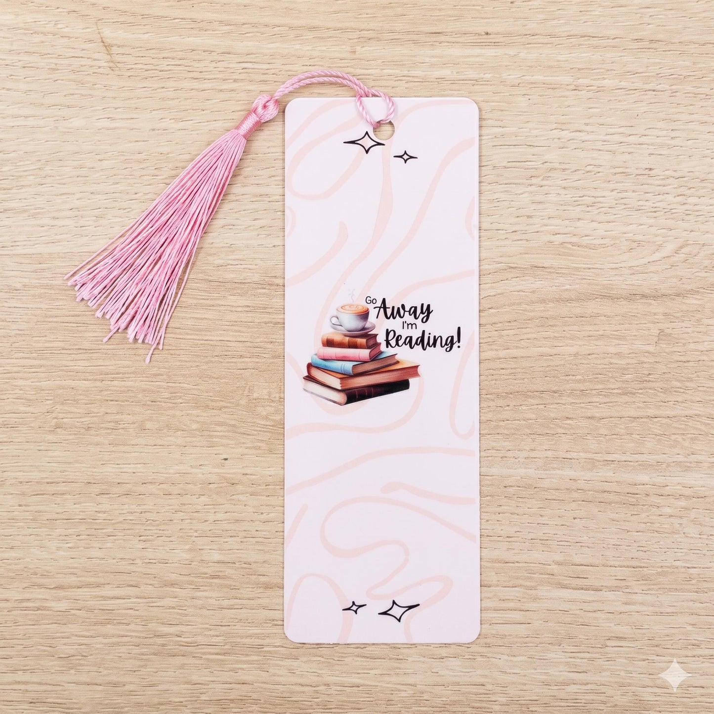 Go Away I'm Reading! Pink Laminated Bookmark with Tassel, Funny Book Lover Gift