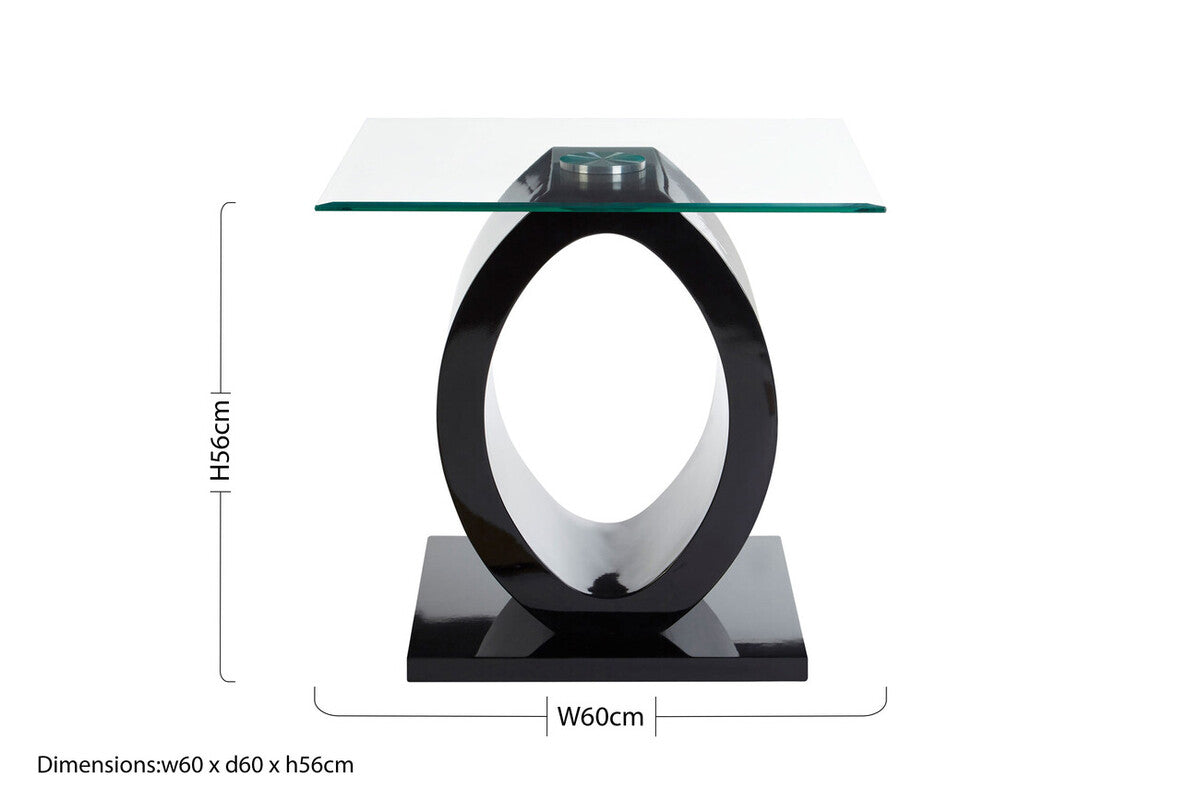 Halo Clear Glass and Black High Gloss Finish Side Table