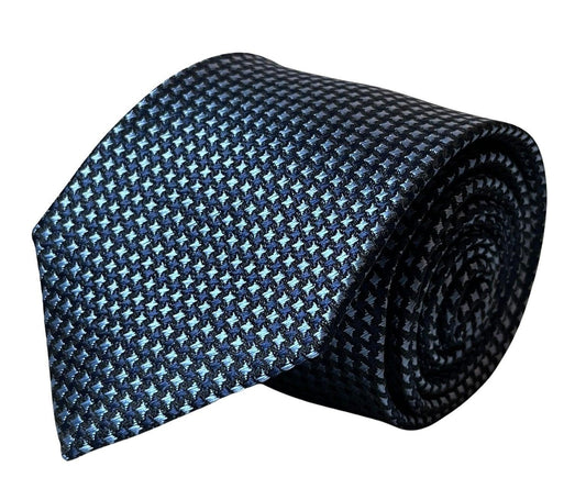 navy dark blue tie with dogtooth houndstooth design