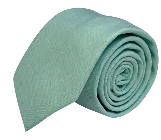 Extra long plain aqua turquoise pale cyan green cotton tie