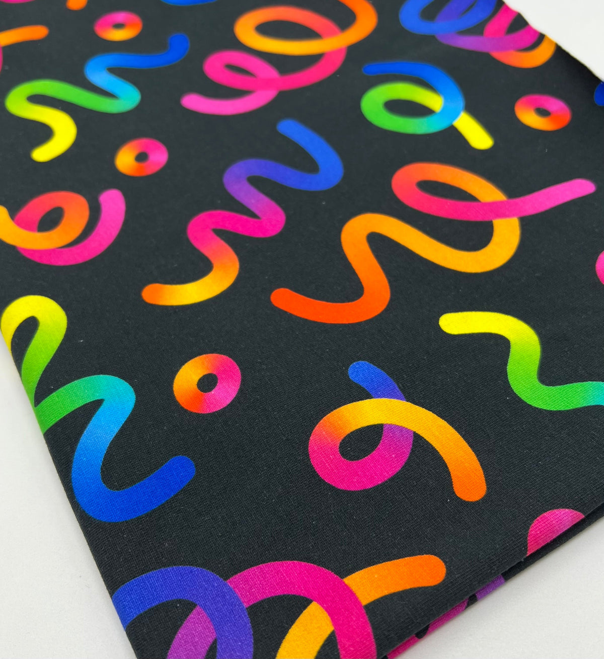Party Streamers Print Cotton Stretch Jersey 200 GSM 95/5 Lycra 4 Way Stretch