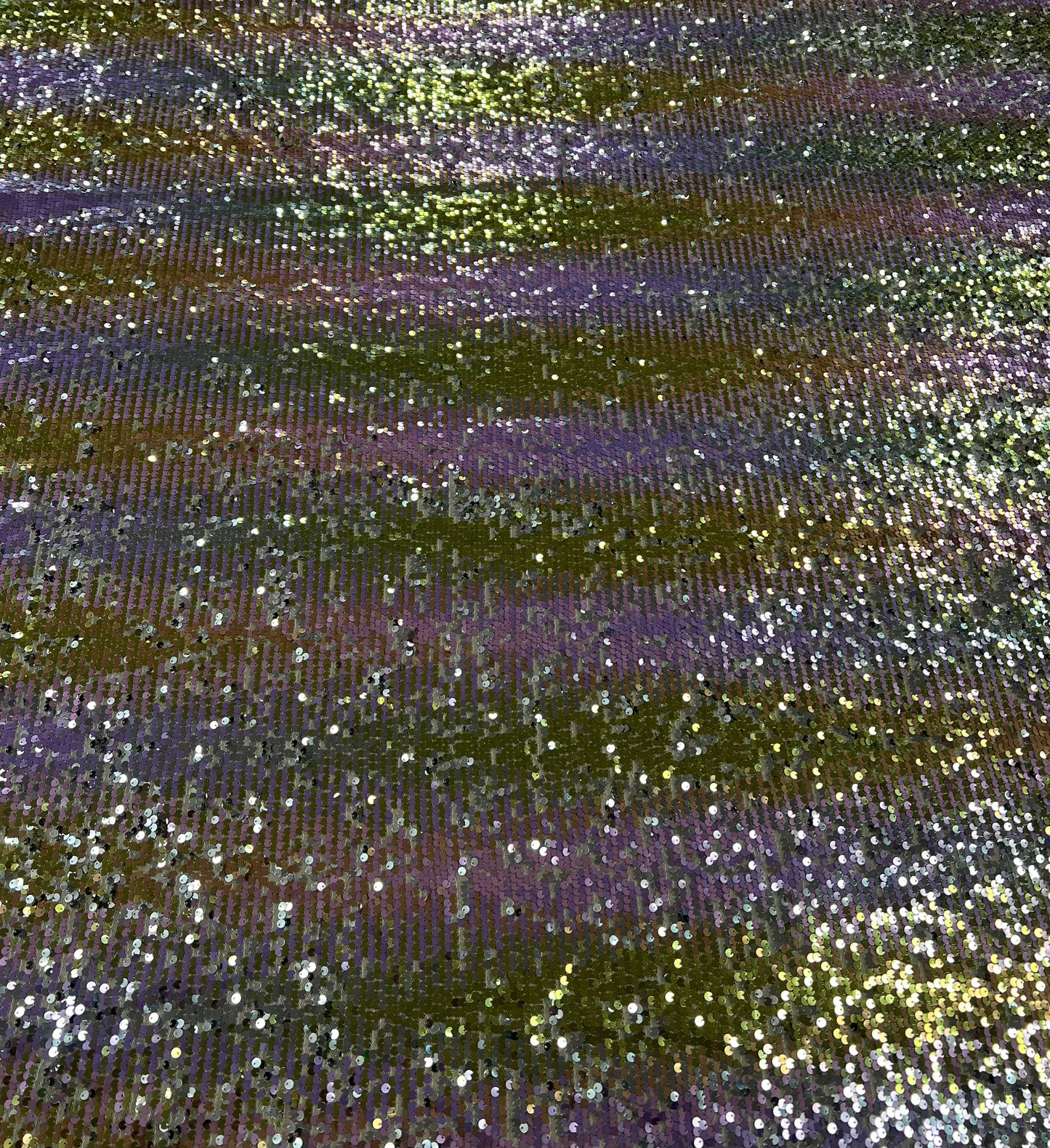 Lilac Gold Sequin Detail Textured Mesh Stretch Fabric