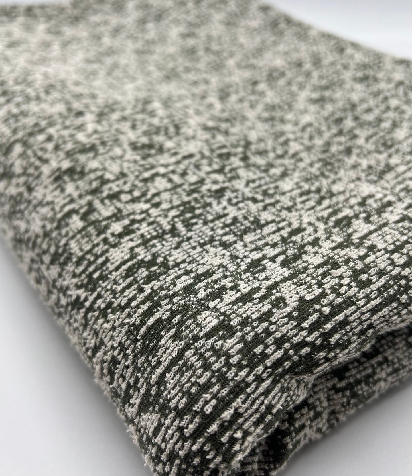 Khaki White Slubbed Knit Textured Stretch Fabric