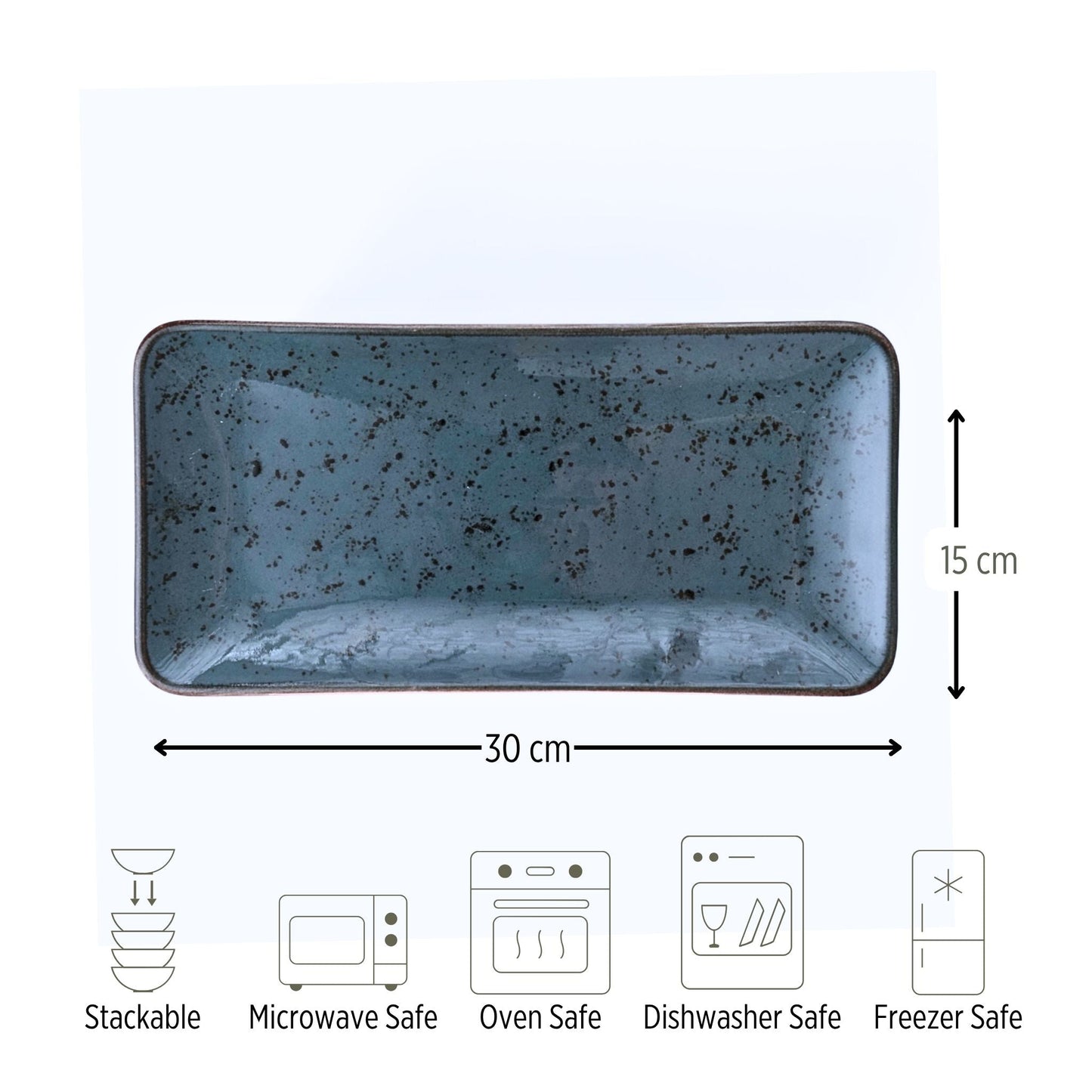 Porcelain Serving Plate - Fairlie Series, Forest Green - 30x15cm