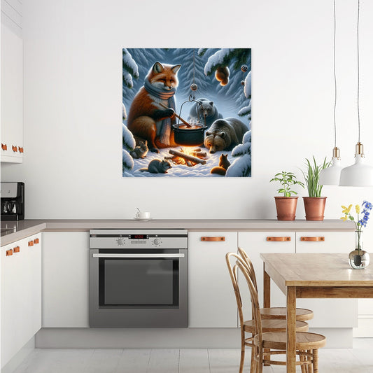 Solitary Winter Fox Canvas