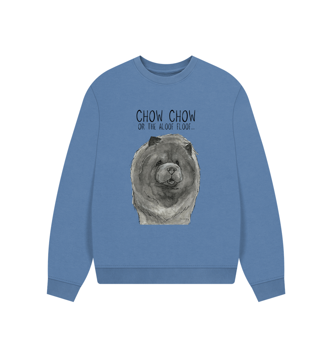 Stay Cozy in the Blue Chow Chow Women’s Oversized Sweatshirt – Featuring The Aloof Floof!
