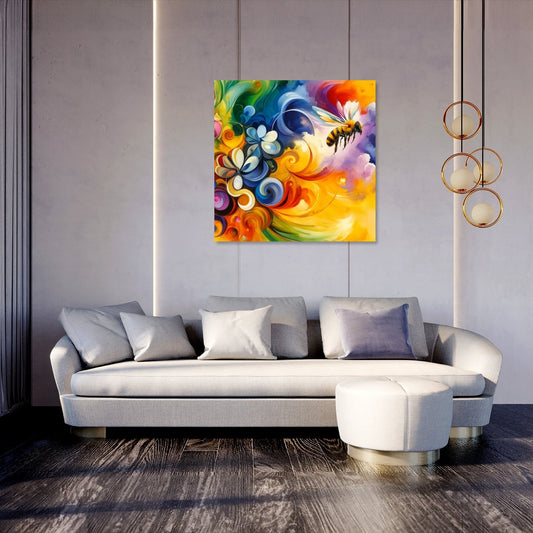 Vibrant Pollination Bee Canvas