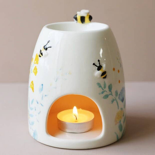 Floral Ceramic Wax Warmer - Cornflower Blue