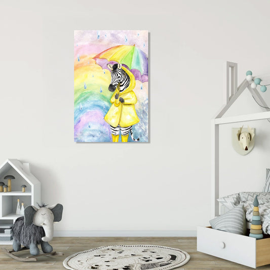 Zebra's Rainy Day Canvas