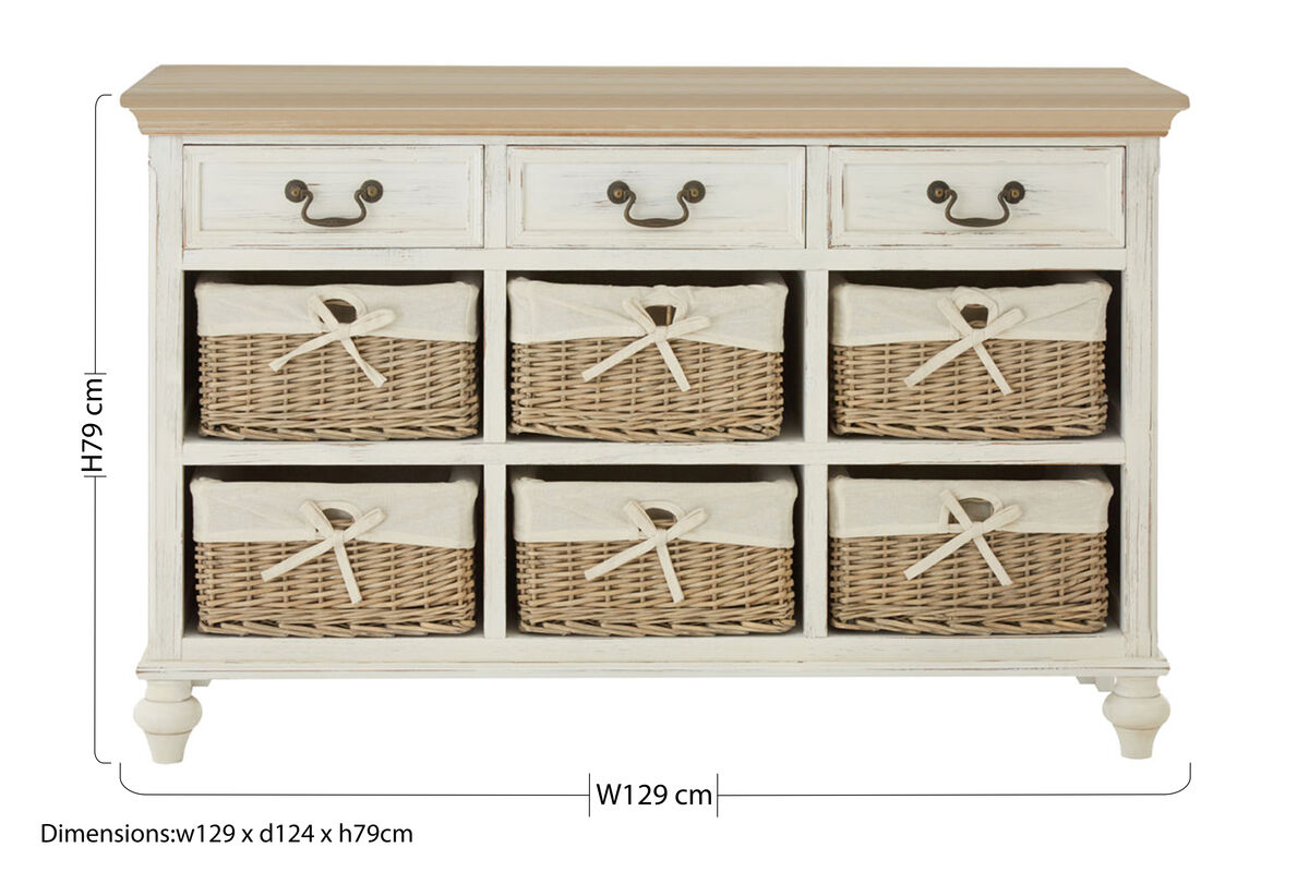 Hendra Storage Cabinet With 6 Willow Baskets
