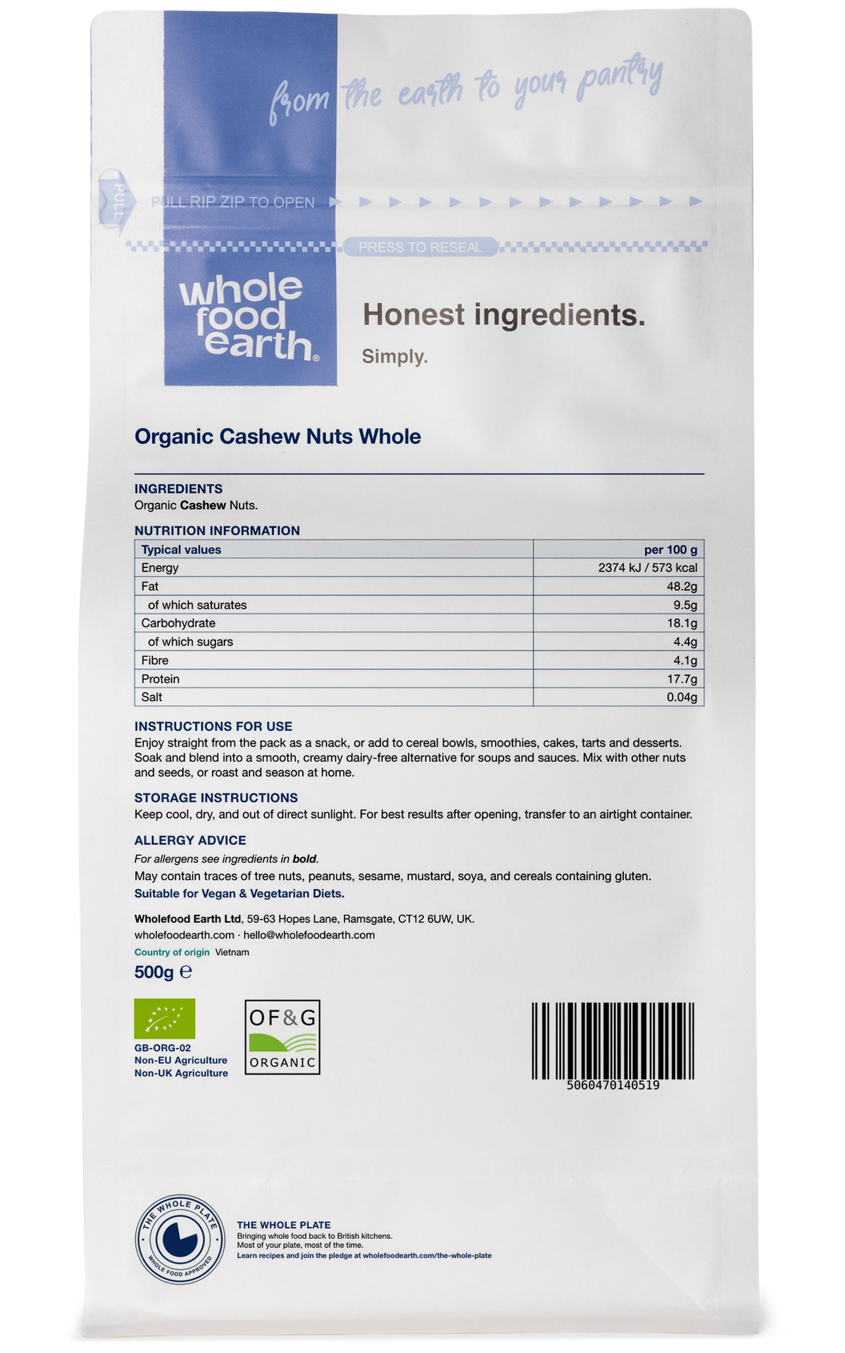 Organic Cashew Nuts Whole