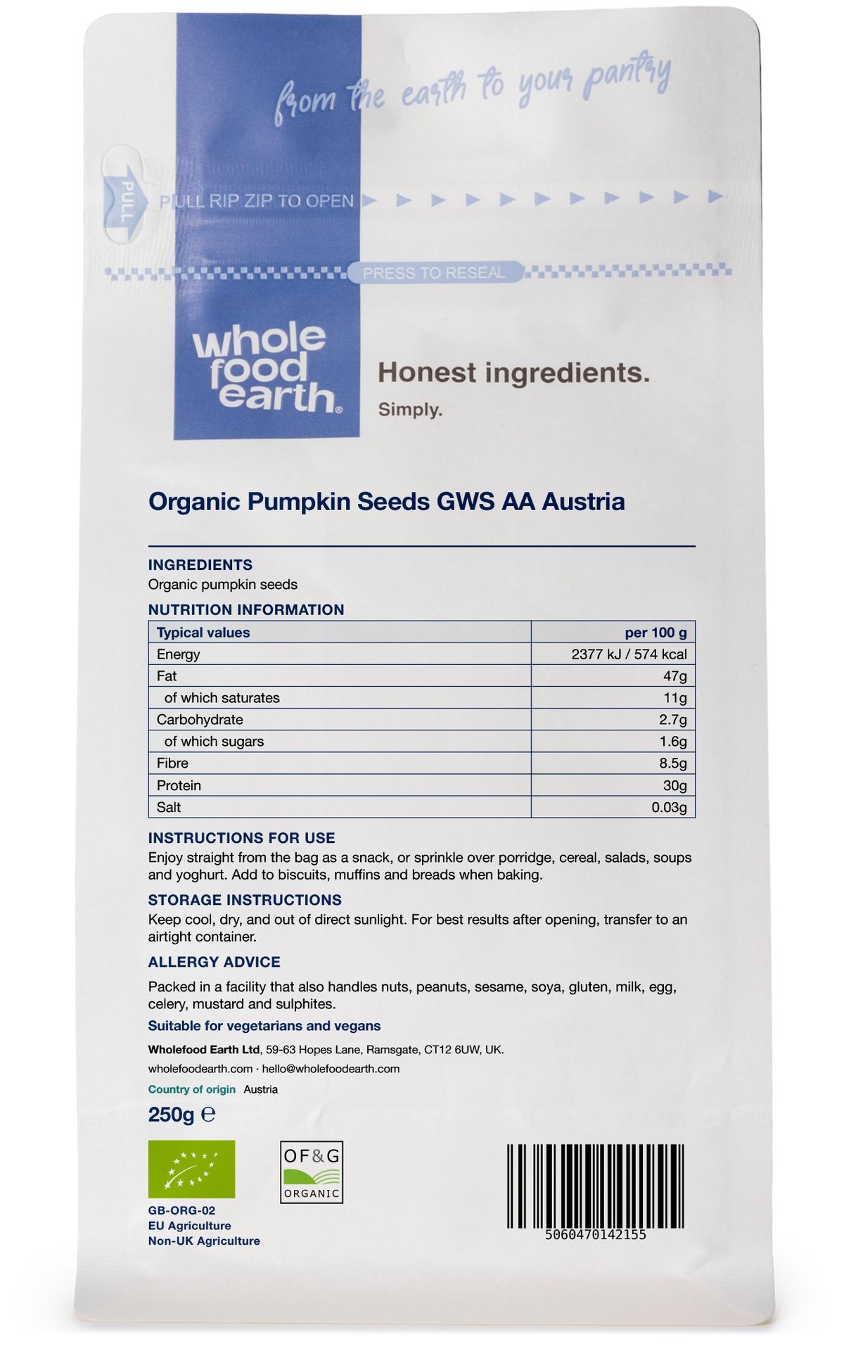 Organic Pumpkin Seeds GWS AA Austria