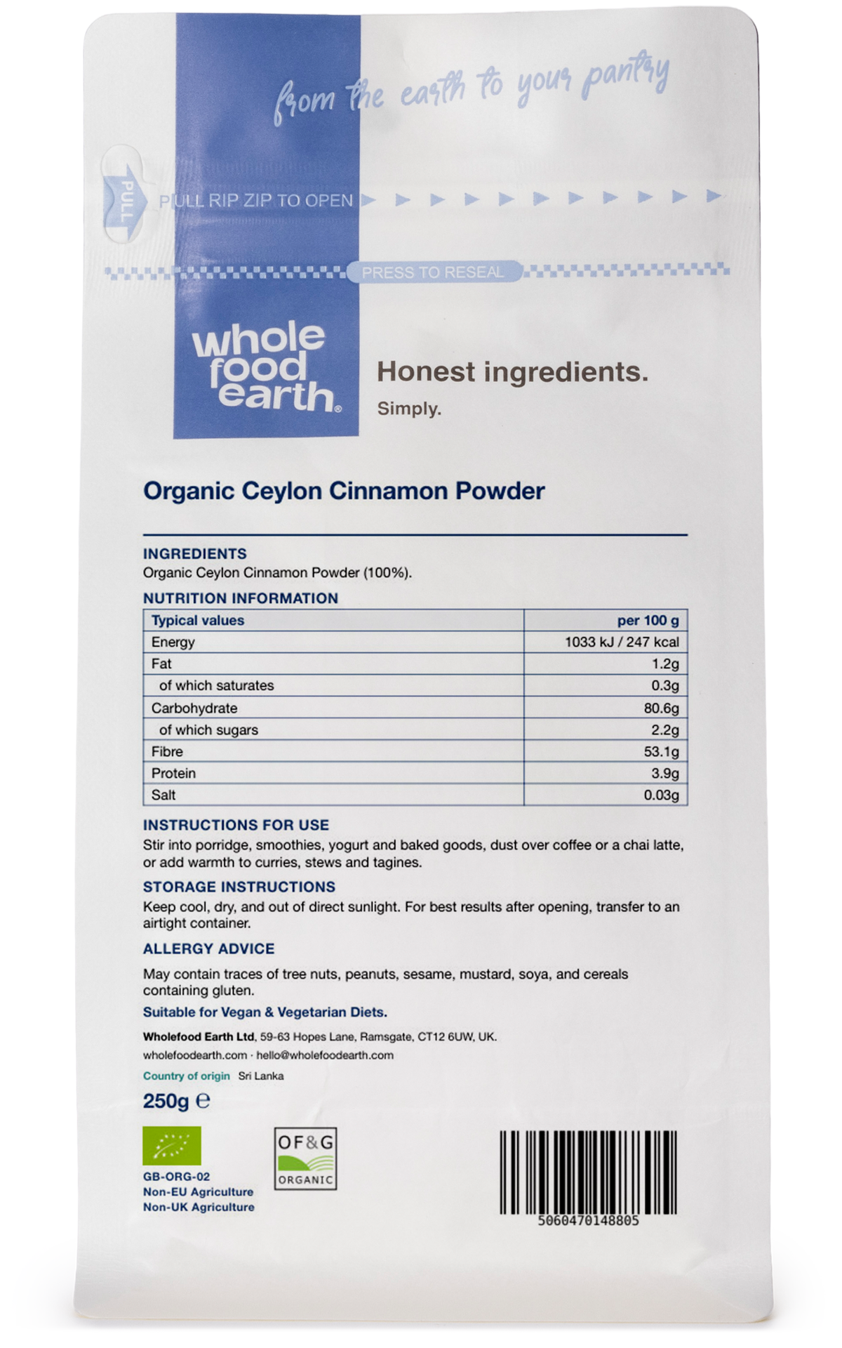 Organic Ceylon Cinnamon Powder (True)