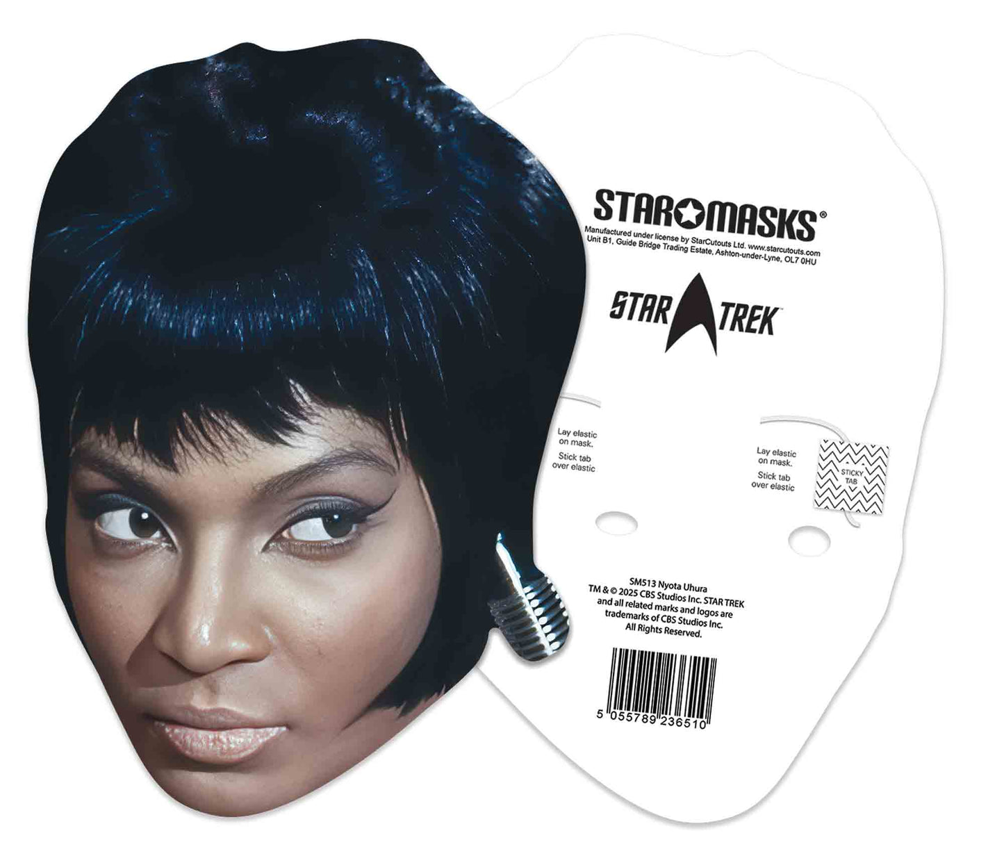 SM513 Uhura Mask Nichelle Nichols Star Trek - Includes Tabs and Elastic