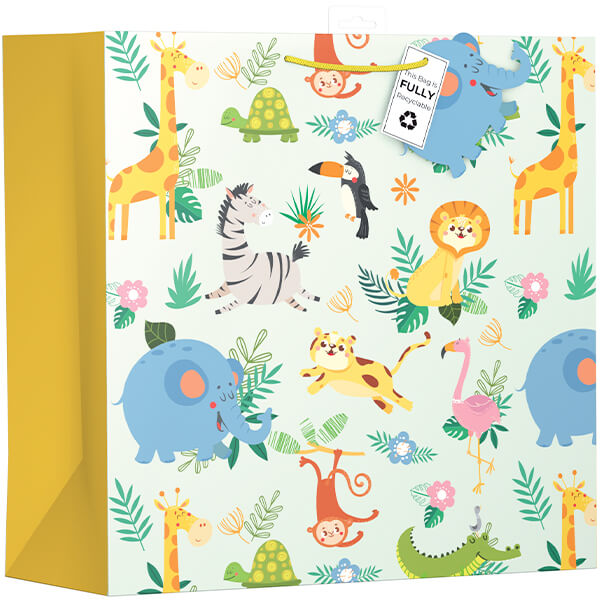 Giant Gift Bag with Safari Animals Design (W450 x H450 x D205 mm)