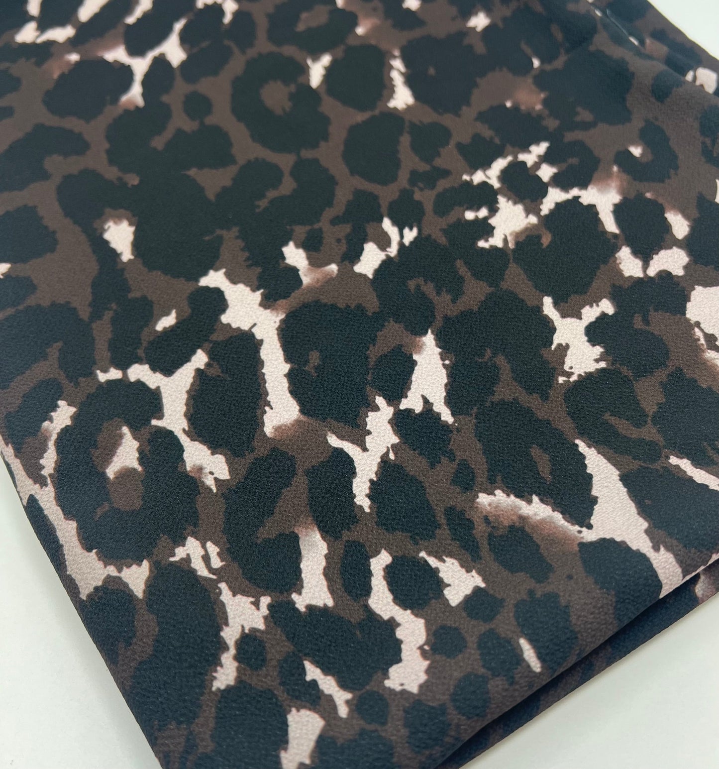 Brown Grey Leopard Print Lightweight Bubble Crepe Fabric