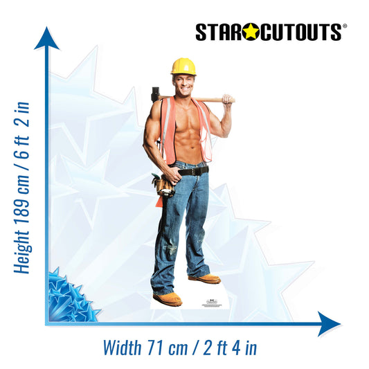 SC529 Billy Construction Worker Cardboard Cut Out Height 189cm