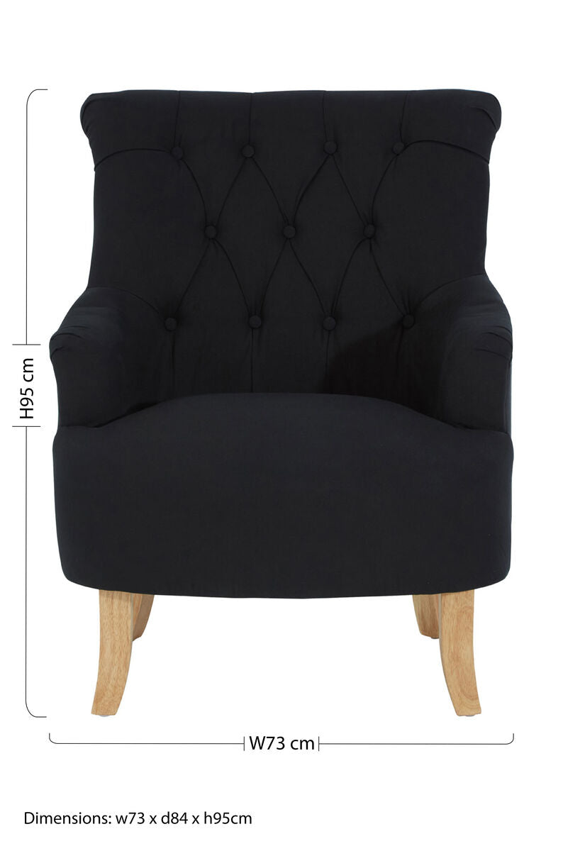 Hampstead Black Fabric Armchair with High Tufted Back