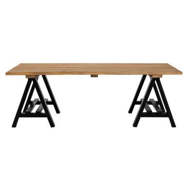 Natural Rectangular Pine Wood Coffee Table with Black Metal A-Frame Legs | Hampstead