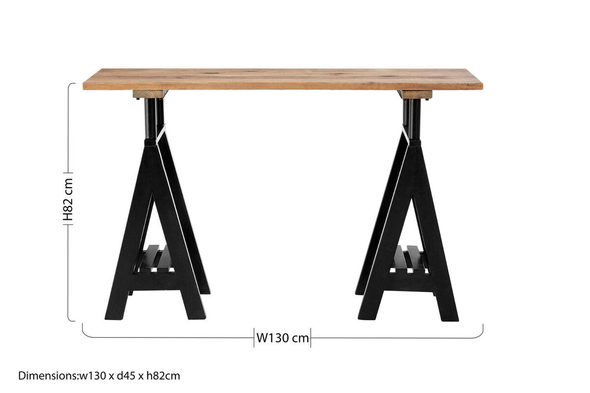 Natural Pine Wood Top Console Table with Black Metal Frame | Hampstead