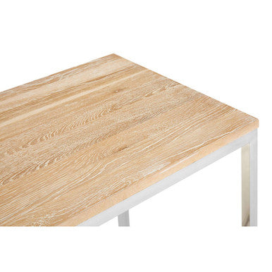 Natural Oak Wood Top Console Table with Stainless Steel Frame | Hampstead