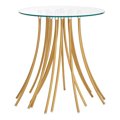 Tempered Glass Top Side Table with Gold Tree Leg Metal Base | Kensington Townhouse