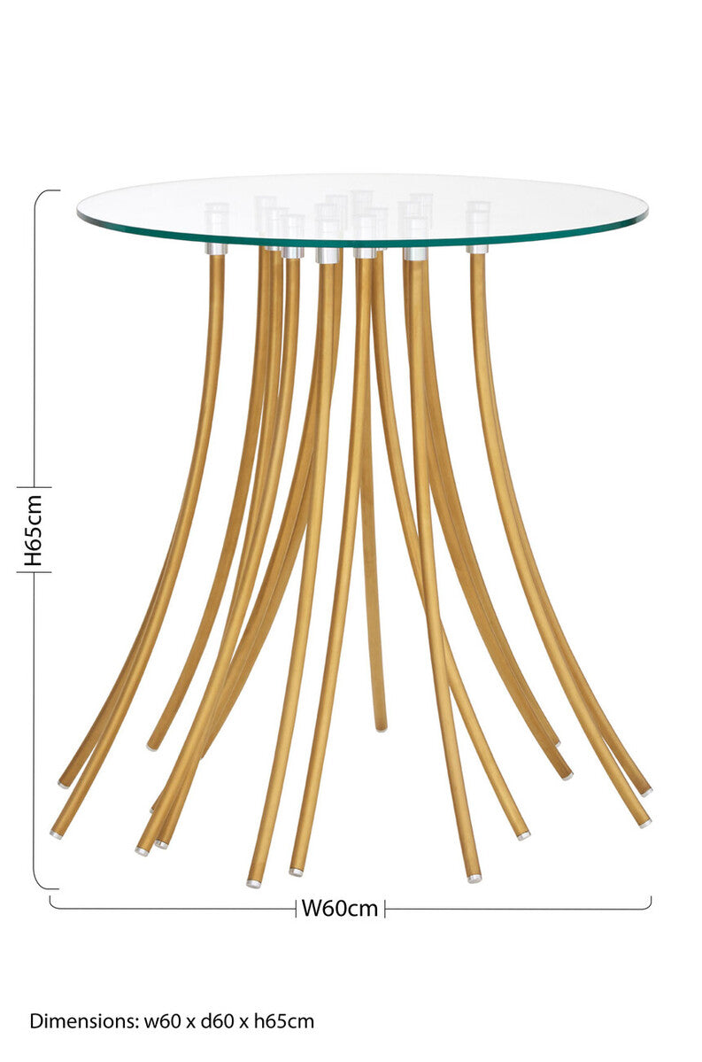 Tempered Glass Top Side Table with Gold Tree Leg Metal Base | Kensington Townhouse