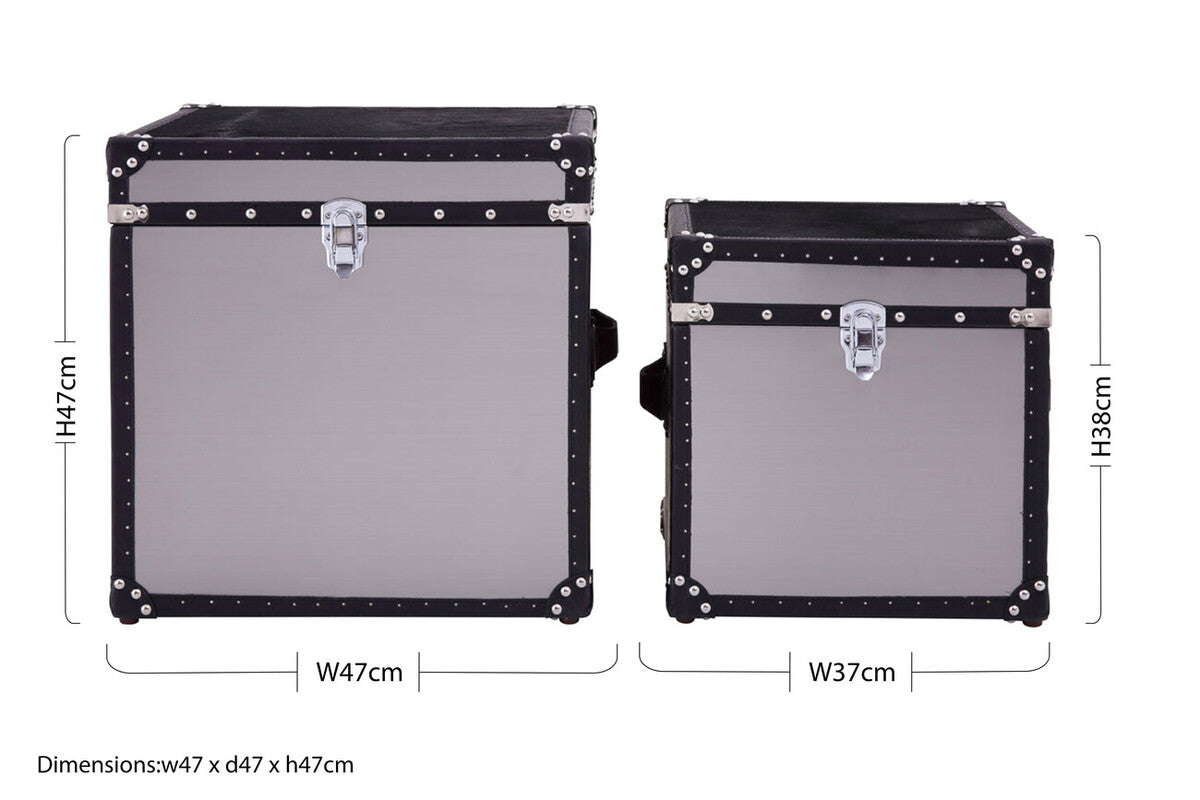 Kensington Townhouse Black And White Genuine Cowhide Storage Trunk Set