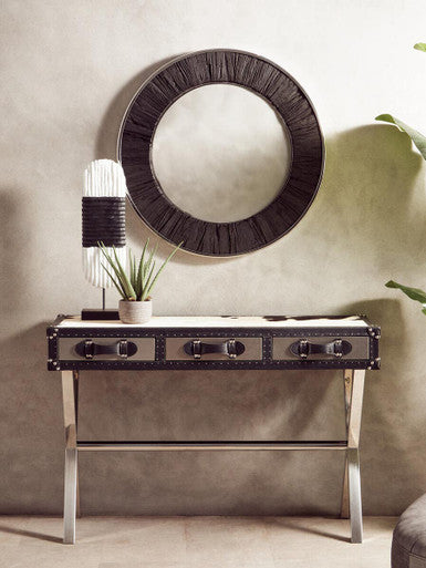 Kensington Townhouse Black And White Genuine Cowhide Console Table